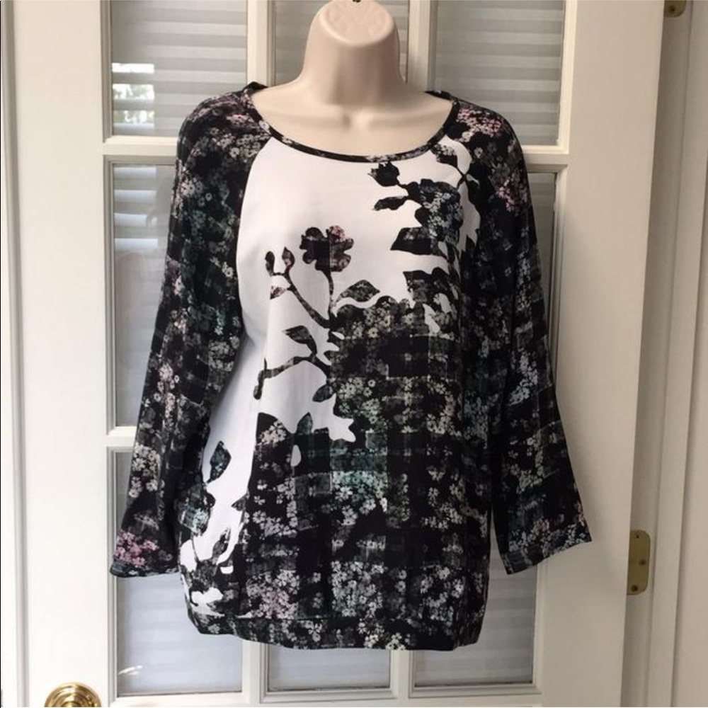 Tibi Floral And Checker Pattern Top Nwt - image 5